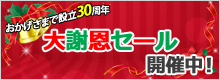 設立30周年記念・大謝恩セール開催中！